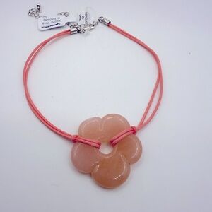 Free People Elegant Baby Flower Cord Choker Peach Pendant Necklace NWT